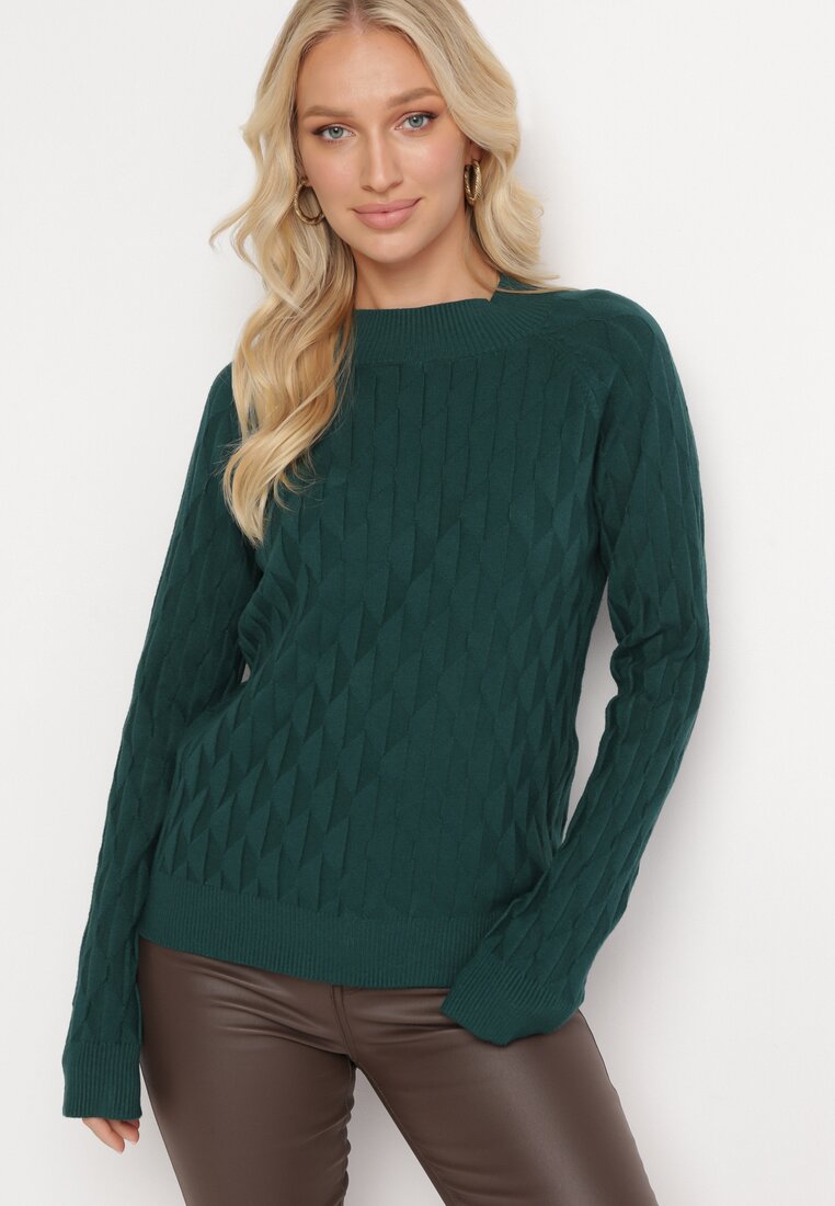 Zielony Klasyczny Sweter z Półgolfem Nordda