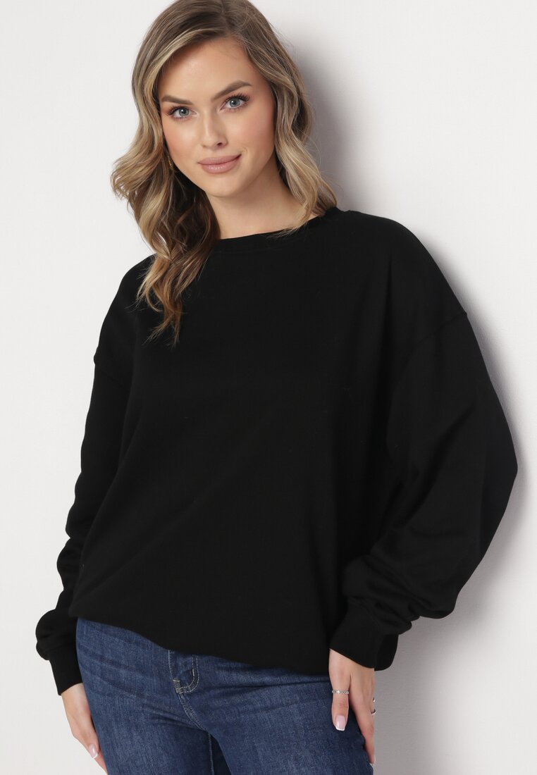 Czarna Ocieplana Bluza Oversize Lhea