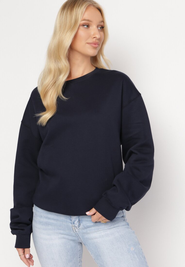 Granatowa Ocieplana Bluza Oversize Lhea