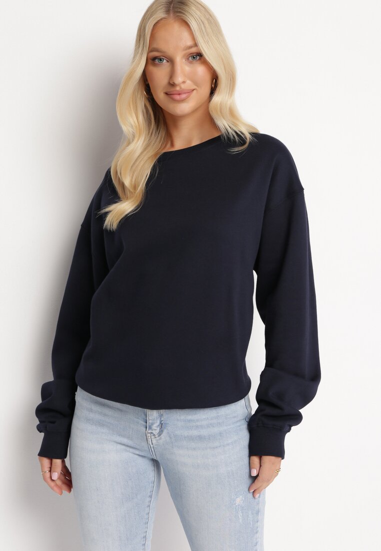 Granatowa Ocieplana Bluza Oversize Lhea