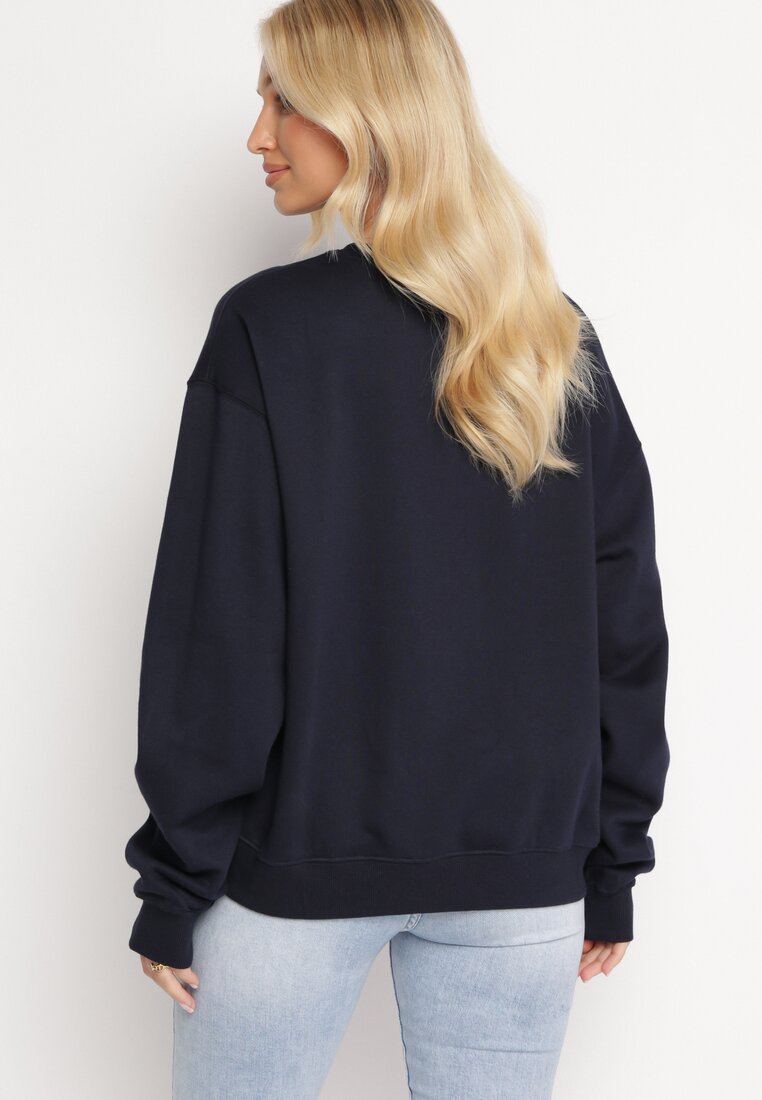 Granatowa Ocieplana Bluza Oversize Lhea