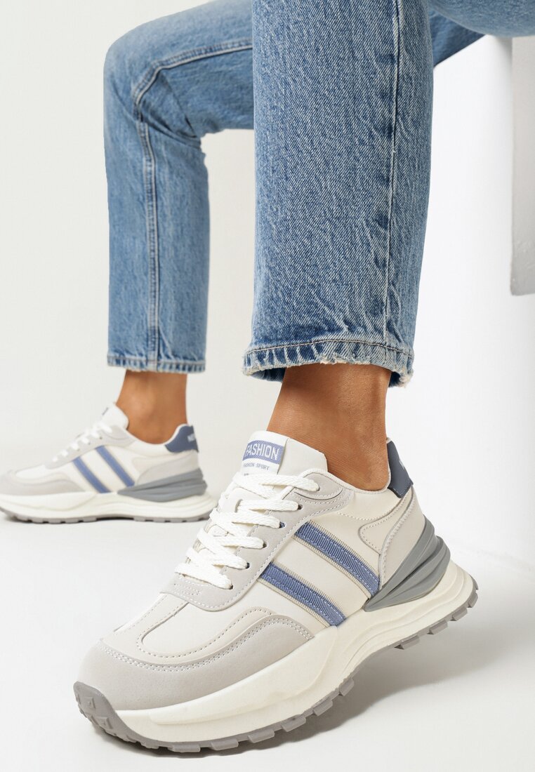 Sneakers Bej cu albastru