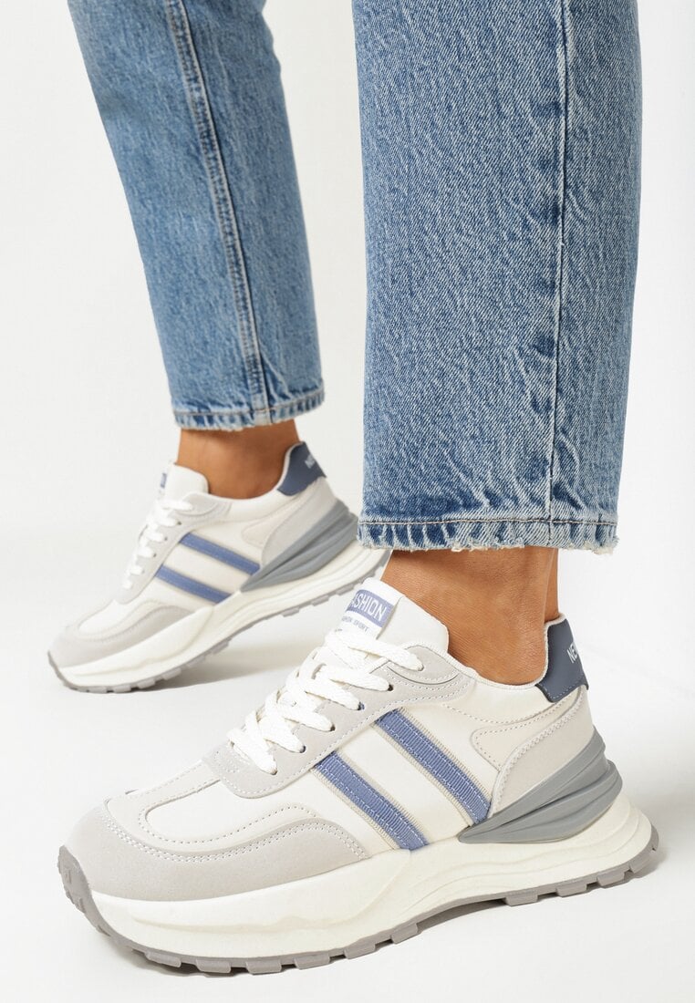 Sneakers Bej cu albastru