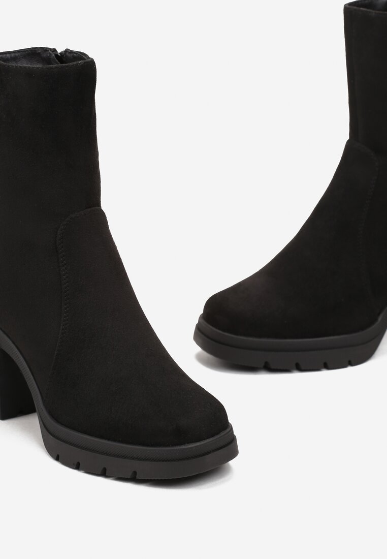 Czarne Botki na Słupku z Protektorem Asellma