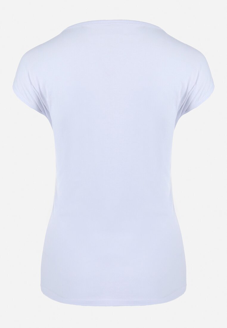 Biały T-shirt z Metalicznym Złotym Nadrukiem Slay Khaji