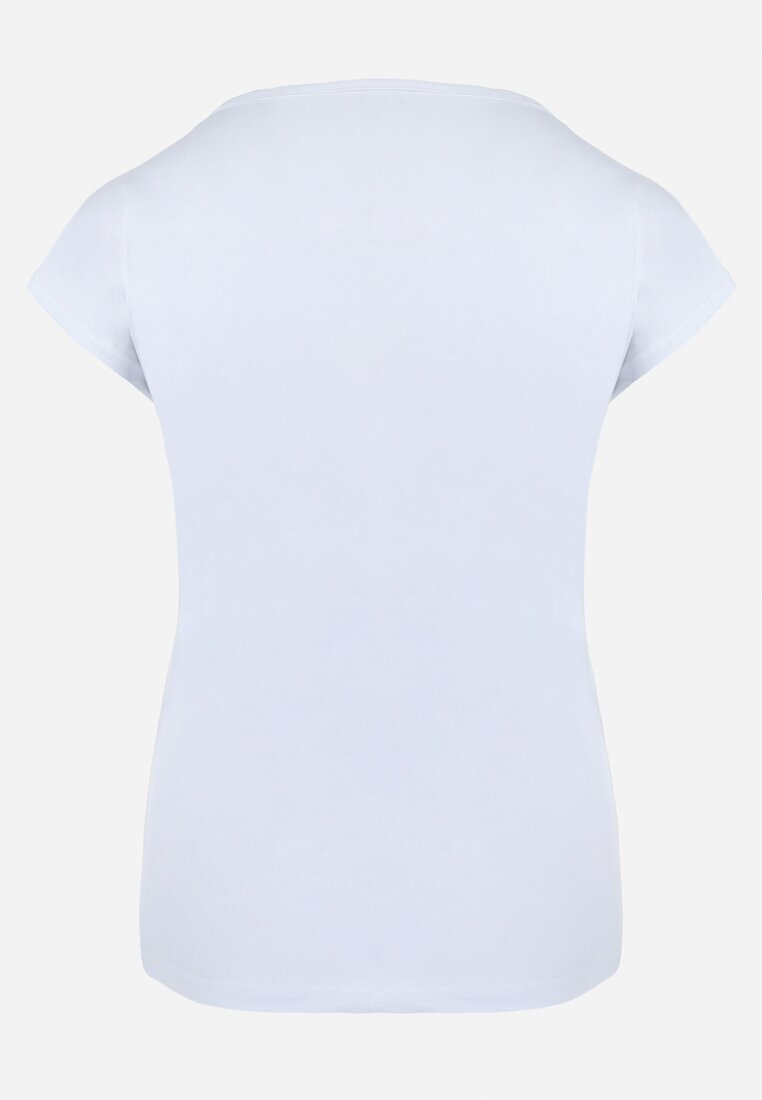 Biały Bawełniany T-shirt z Metalicznym Nadrukiem Lapur