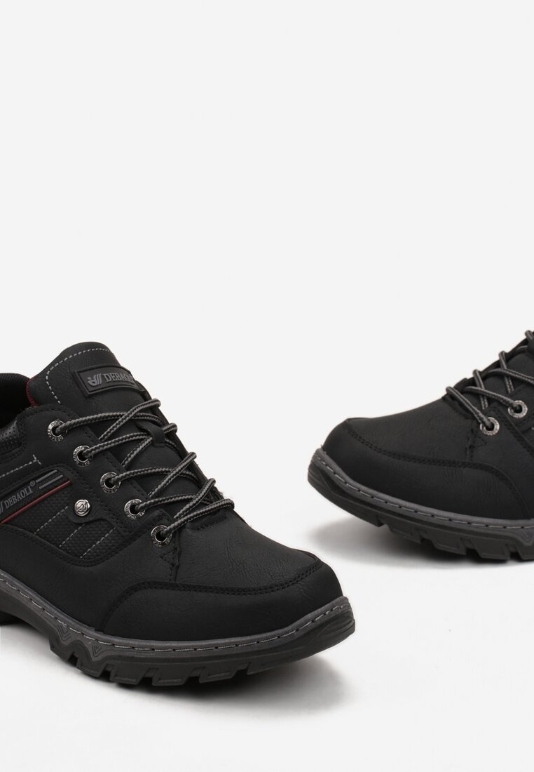Czarne Buty Trekkingowe ze Sznurowaniem Gometti