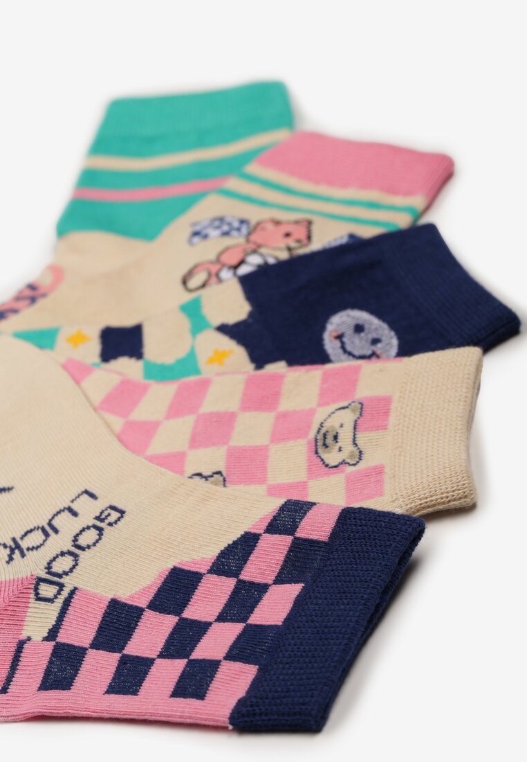 Wielokolorowe 5-pack Skarpety w Kolorowe Wzory z Elastycznej Bawełny Uhavi