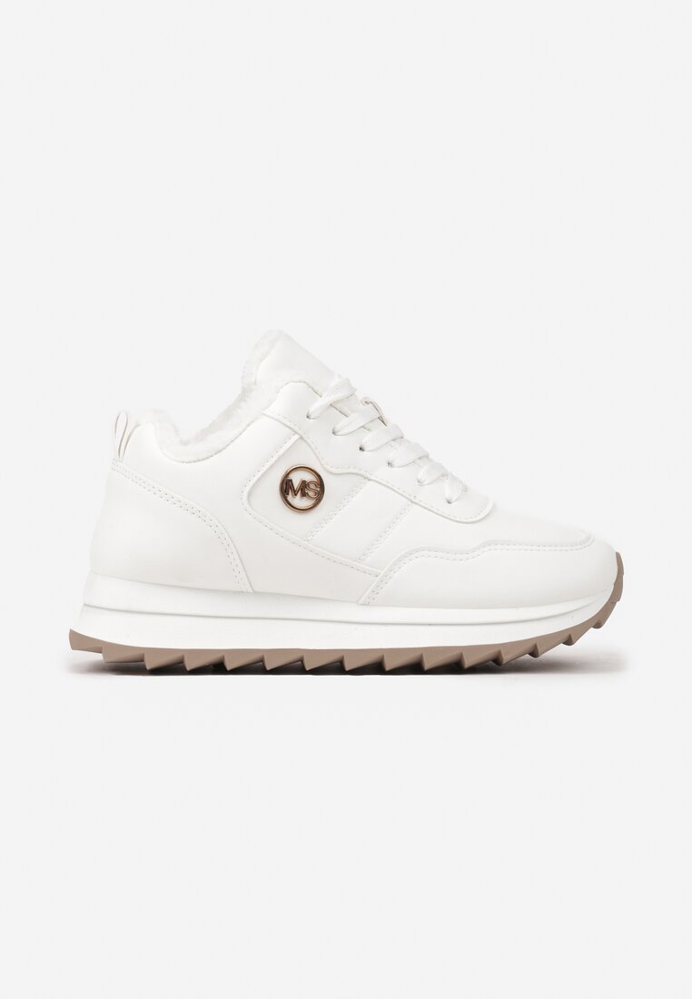 Białe Sneakersy na Platformie z Futerkiem Egiapia