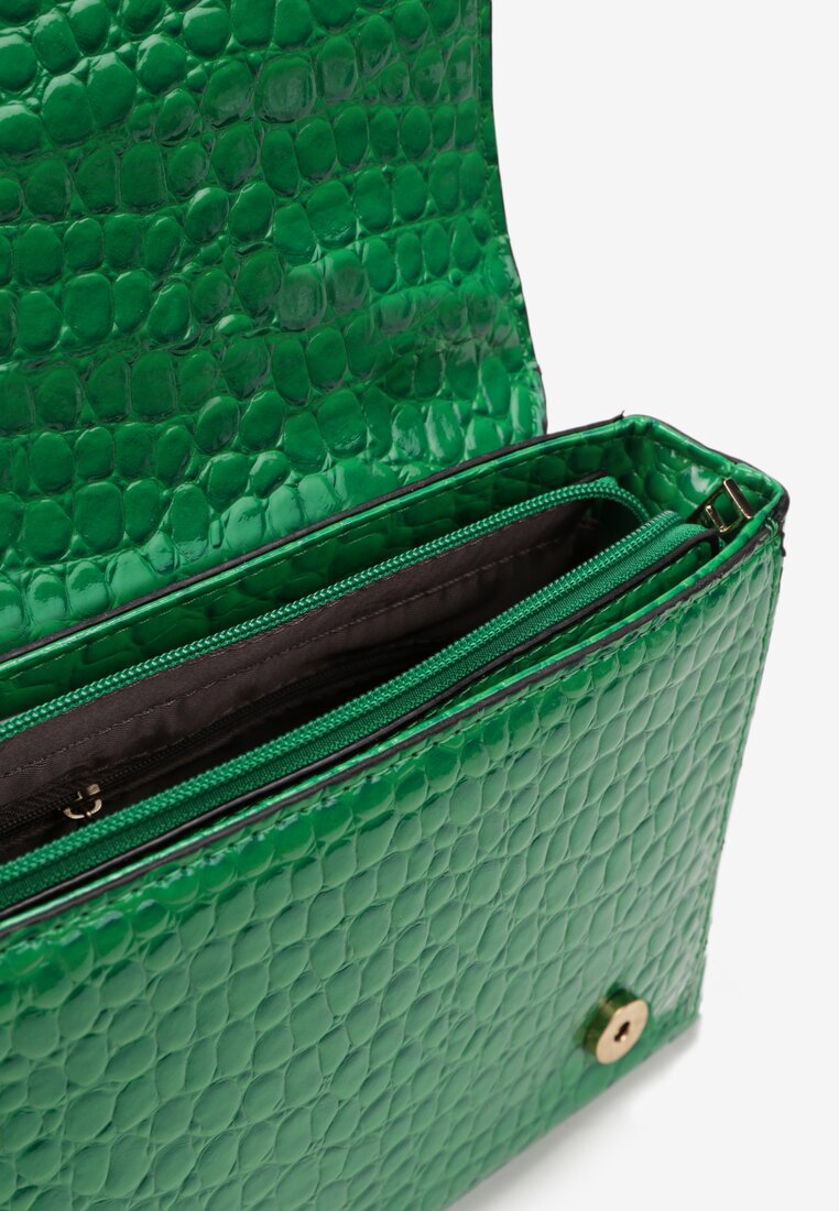 Zielona Torebka z Wężową Teksturą na Regulowanym Pasku Jina