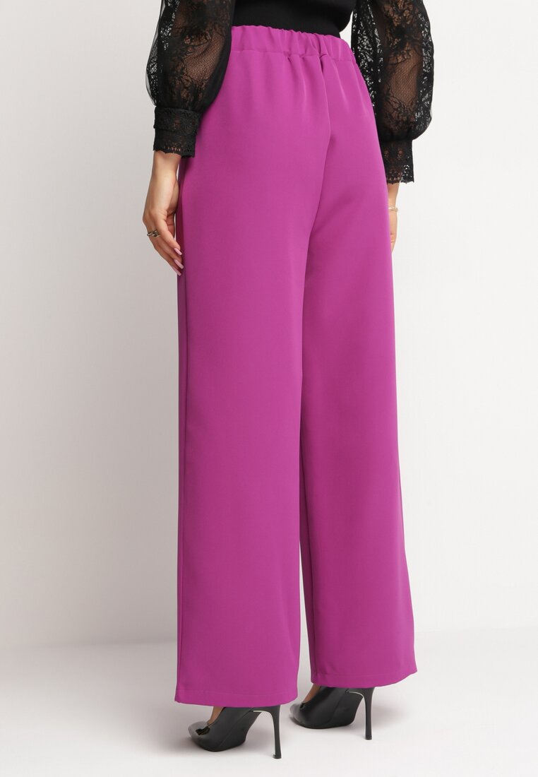 Fioletowe Eleganckie Spodnie z Szerokimi Nogawkami Kahinuni