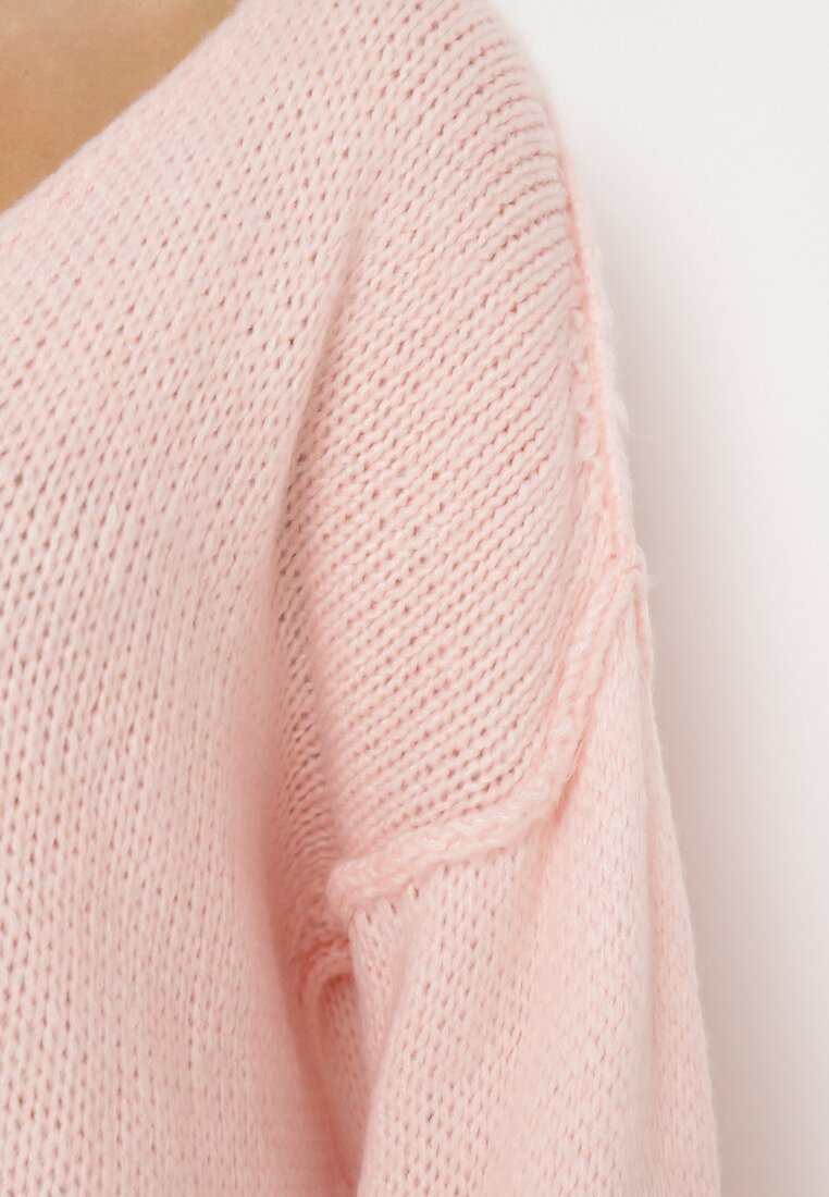 Różowy Sweter z Szerokimi Rękawami Armananis