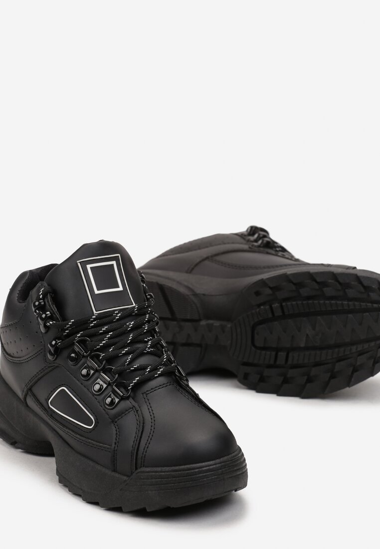 Czarne Sneakersy na Platformie Aonari