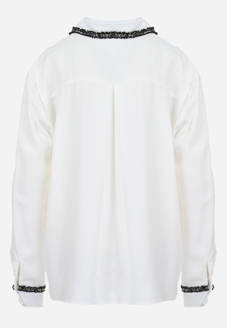 Biała Koszula Oversize z Koronką Alleio