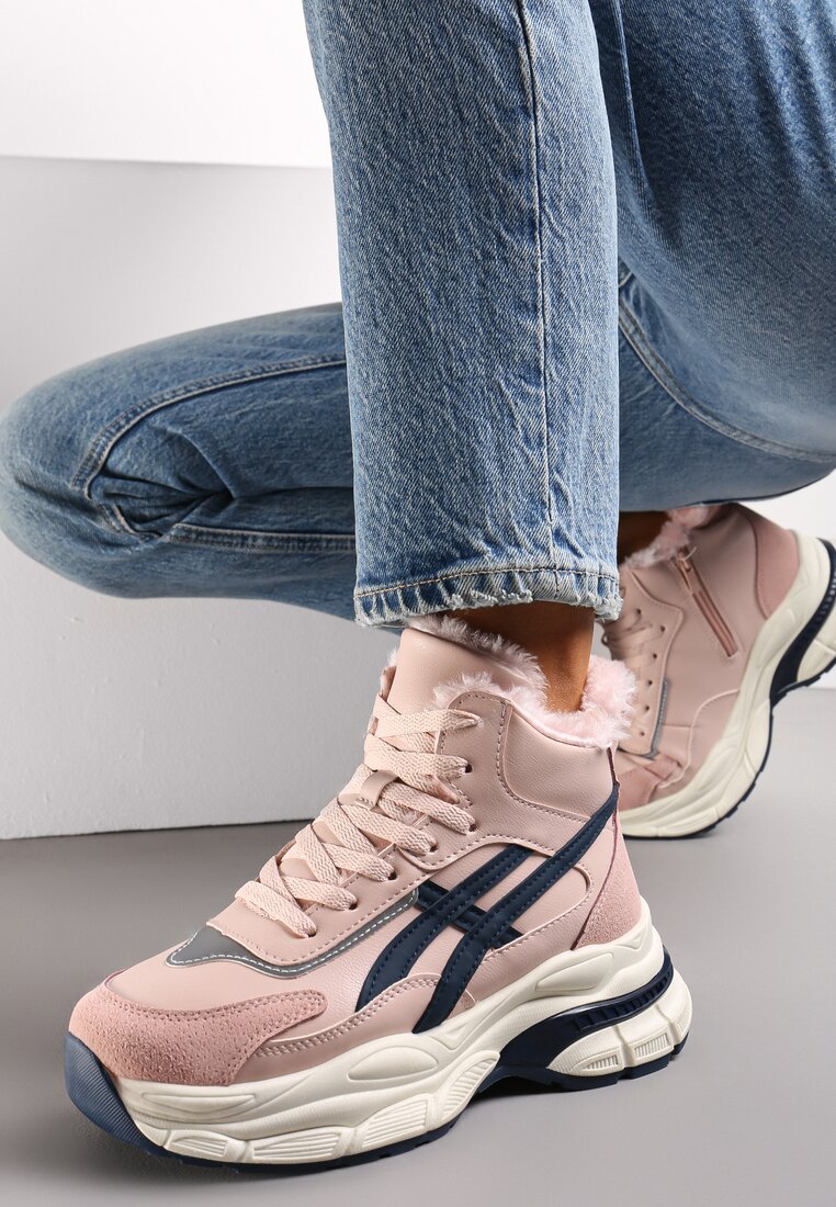 Różowe Sneakersy za Kostkę na Platformie Eloriane