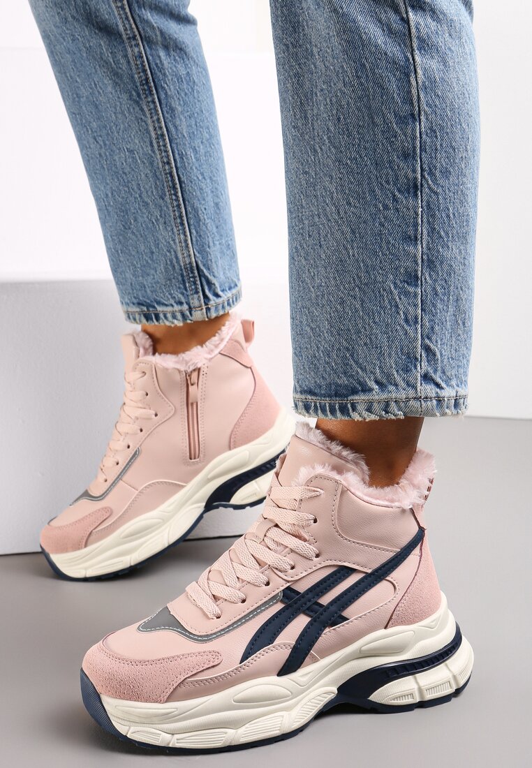 Różowe Sneakersy za Kostkę na Platformie Eloriane