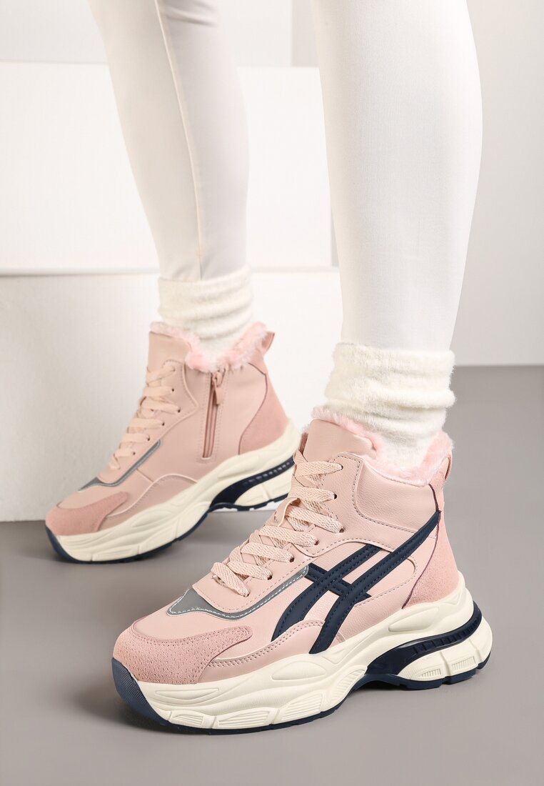 Różowe Sneakersy za Kostkę na Platformie Eloriane