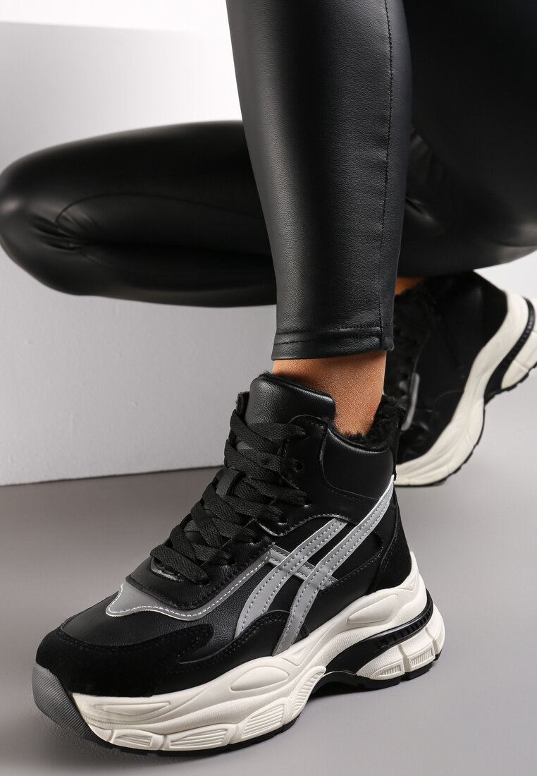 Czarne Sneakersy za Kostkę na Platformie Eloriane