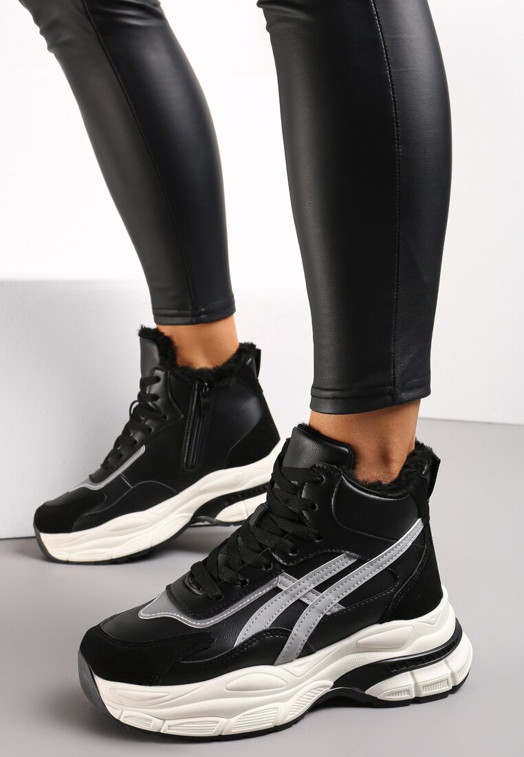 Czarne Sneakersy za Kostkę na Platformie Eloriane