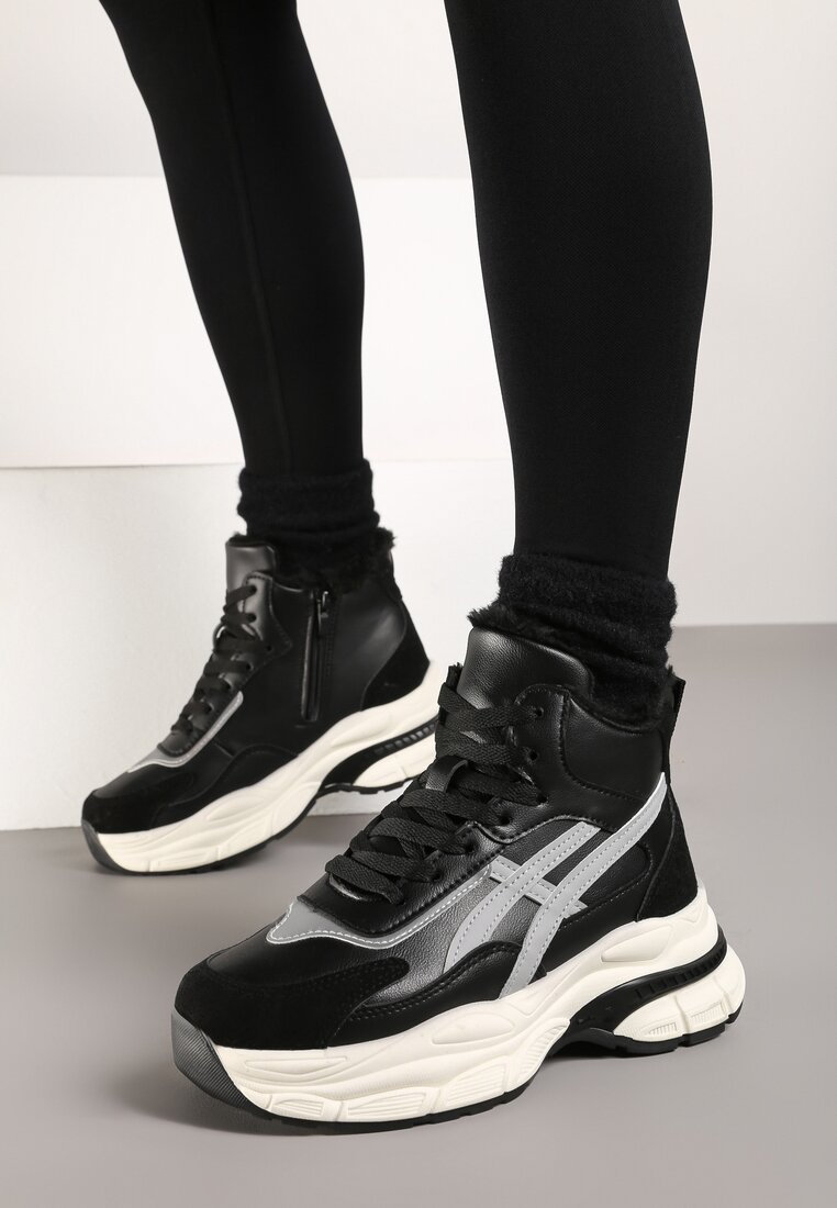 Czarne Sneakersy za Kostkę na Platformie Eloriane