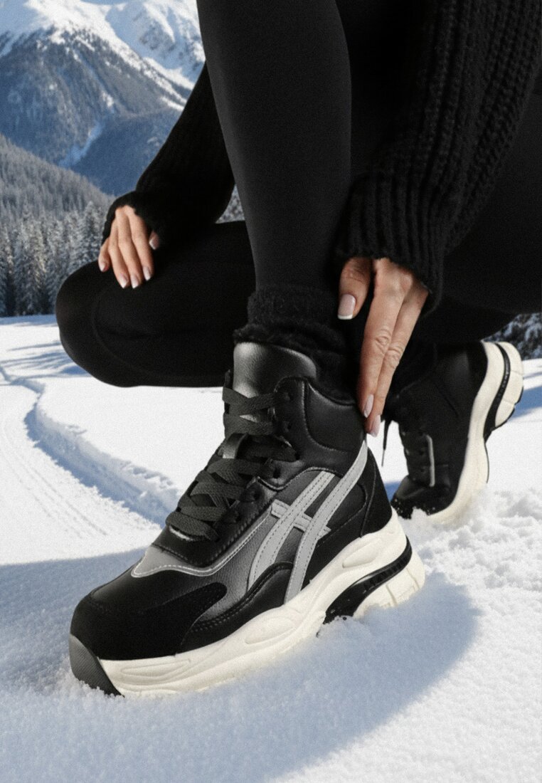 Czarne Sneakersy za Kostkę na Platformie Eloriane