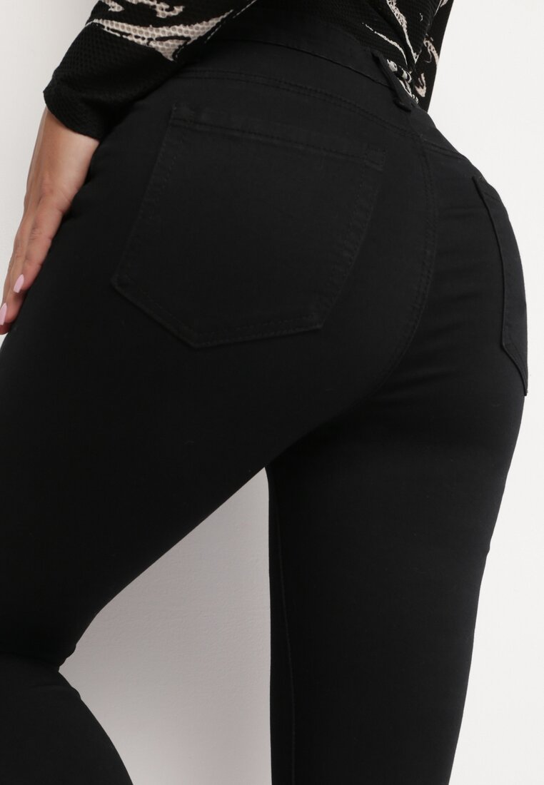Czarne Spodnie Skinny z Regularnym Stanem Serilind