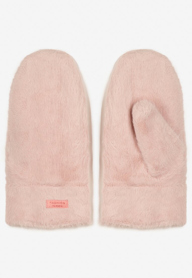 Różowe Puszyste Rękawiczki z Jednym Palcem Brenita