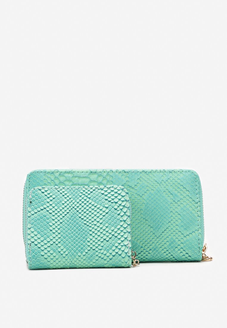 Zielony Podwójny Portfel z Ekoskóry z Wężowym Wzorem Alaricca