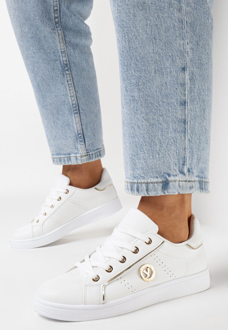 Sneakers Alb cu auriu