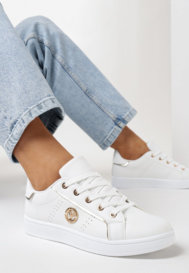 Sneakers Alb cu auriu