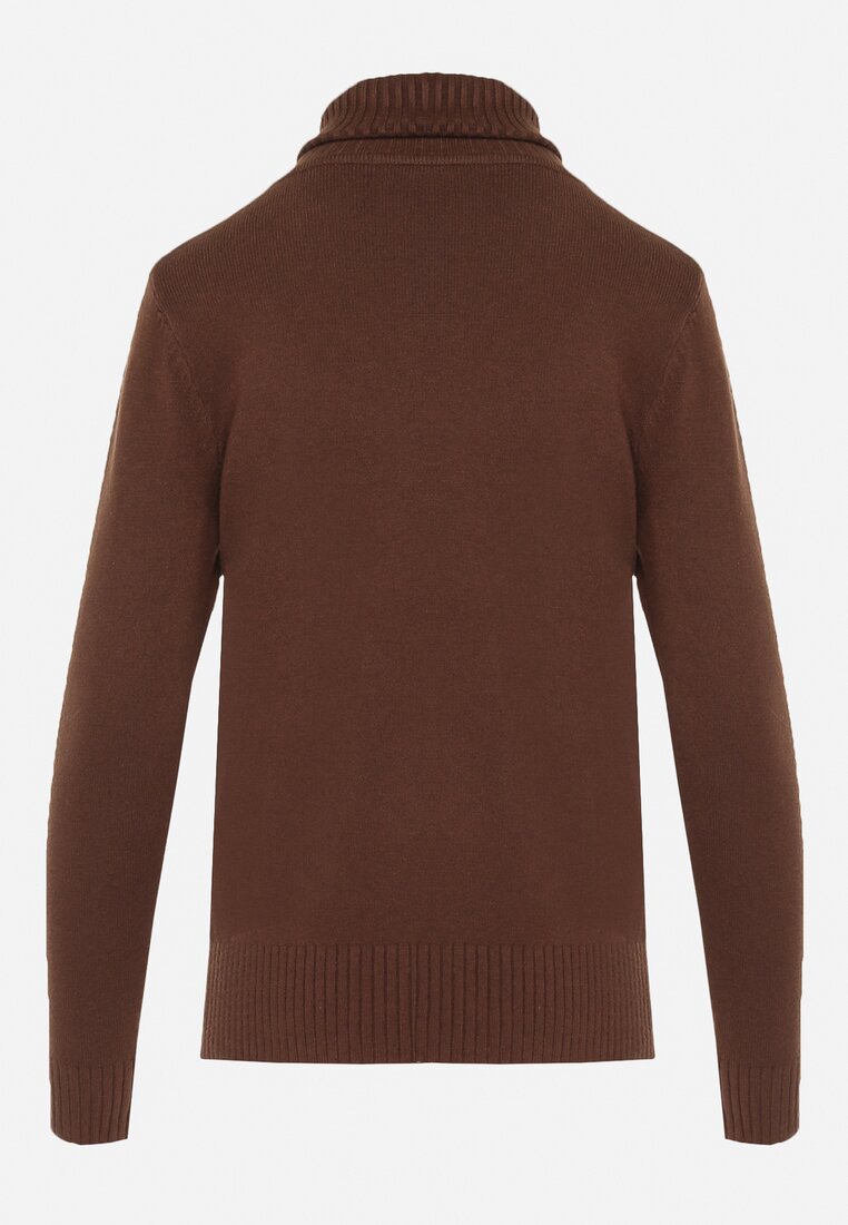 Ciemnobrązowy Golf z Prążkowanymi Krawędziami Dazo