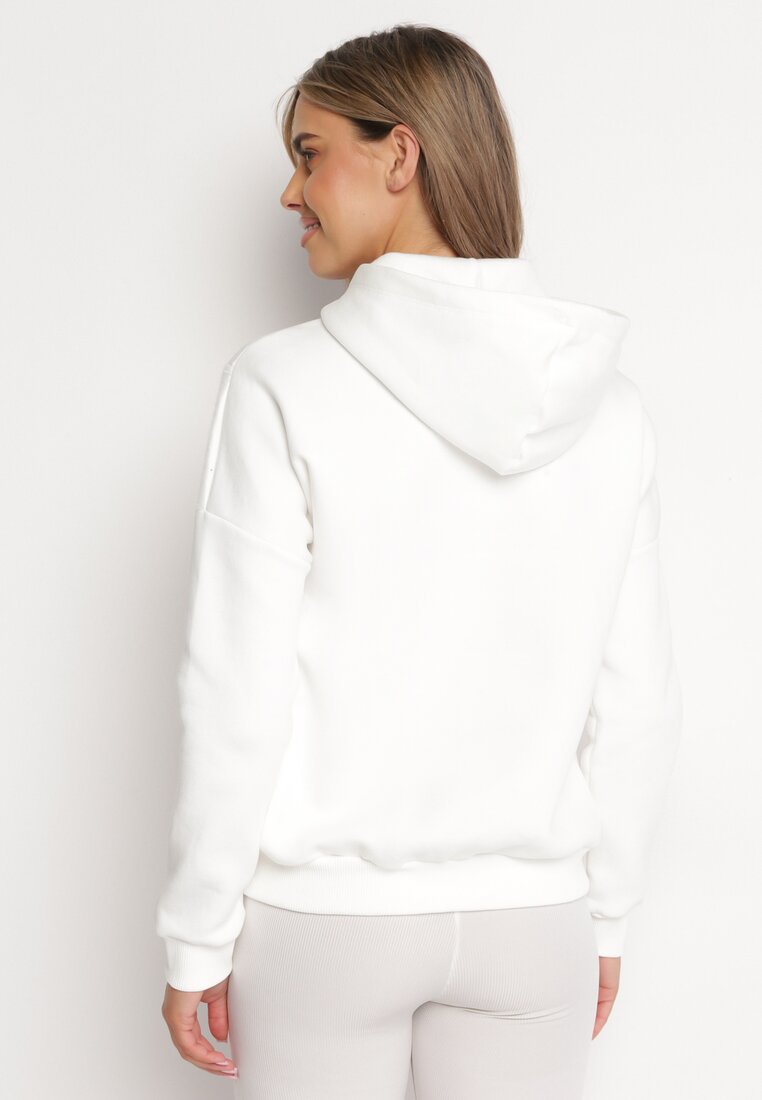 Biała Bawełniana Bluza z Kapturem Hebesa