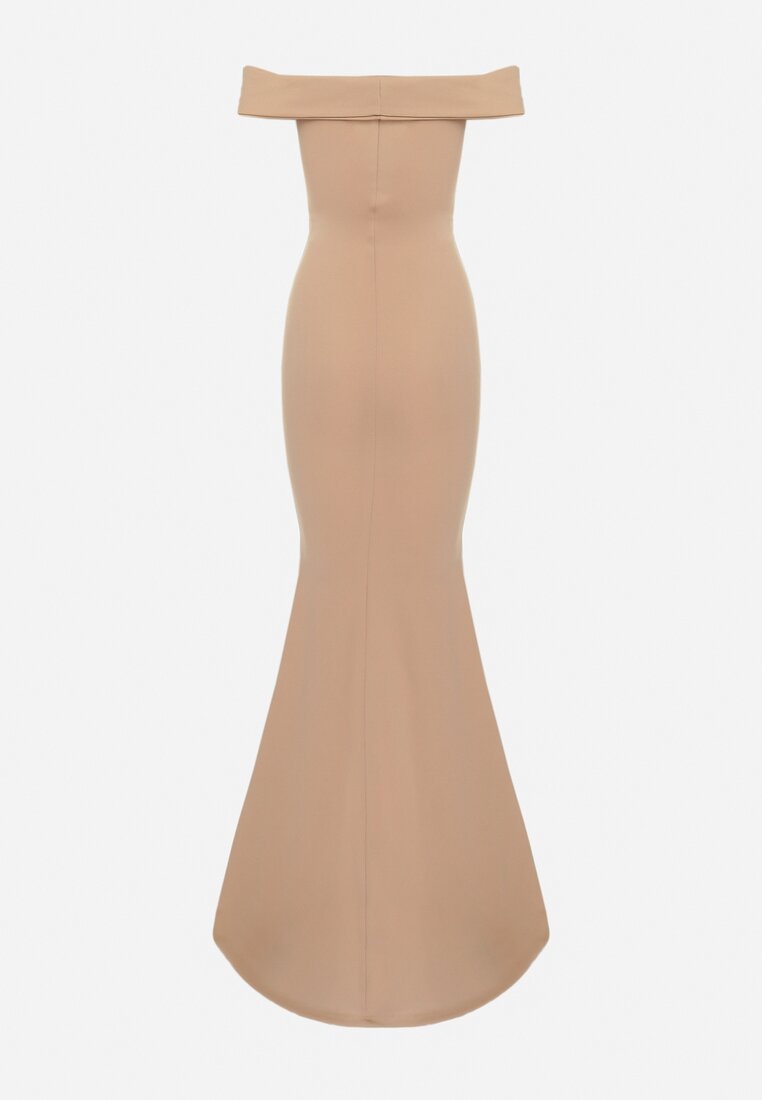 Beżowa Sukienka Maxi na Szerokich Ramiączkach Joconda