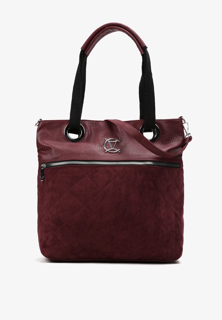 Bordowa Duża Torebka Tote z Dodatkowym Paskiem Lusandra