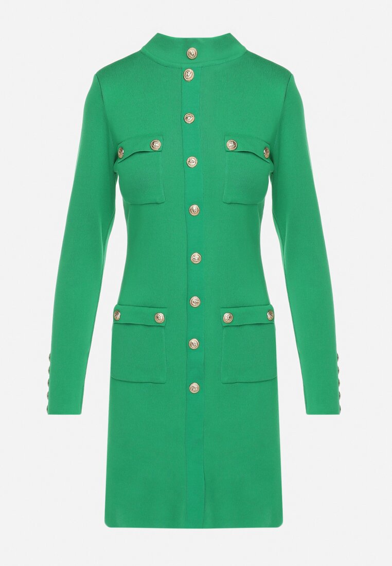 Zielona Sukienka Dzianinowa z Wiskozy Ligia