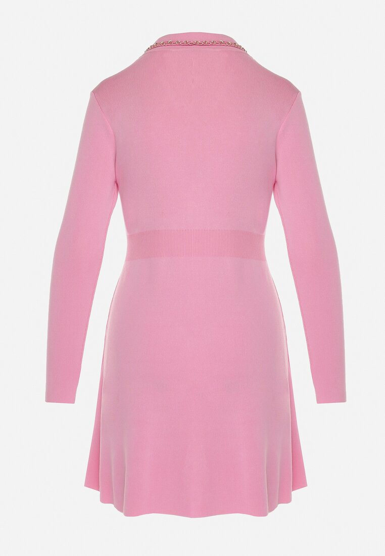 Różowa Sukienka z Wiskozy z Łańcuszkami Nigellus