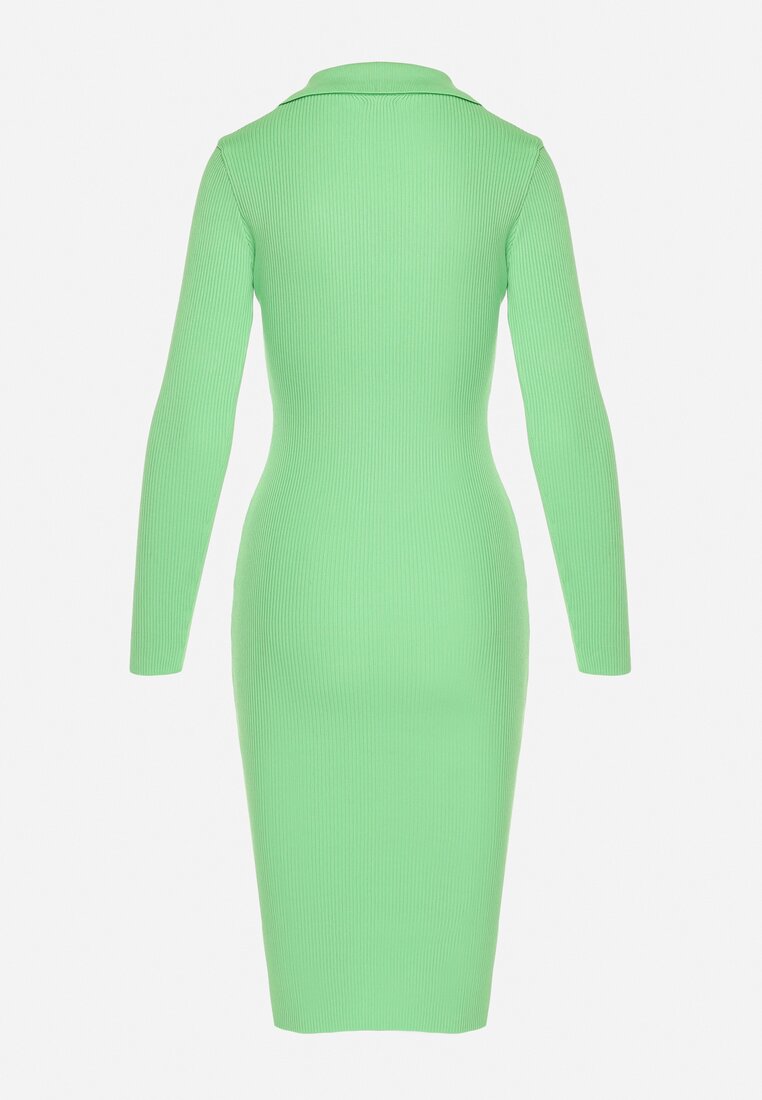 Zielona Dzianinowa Sukienka z Guzikami Allipoda