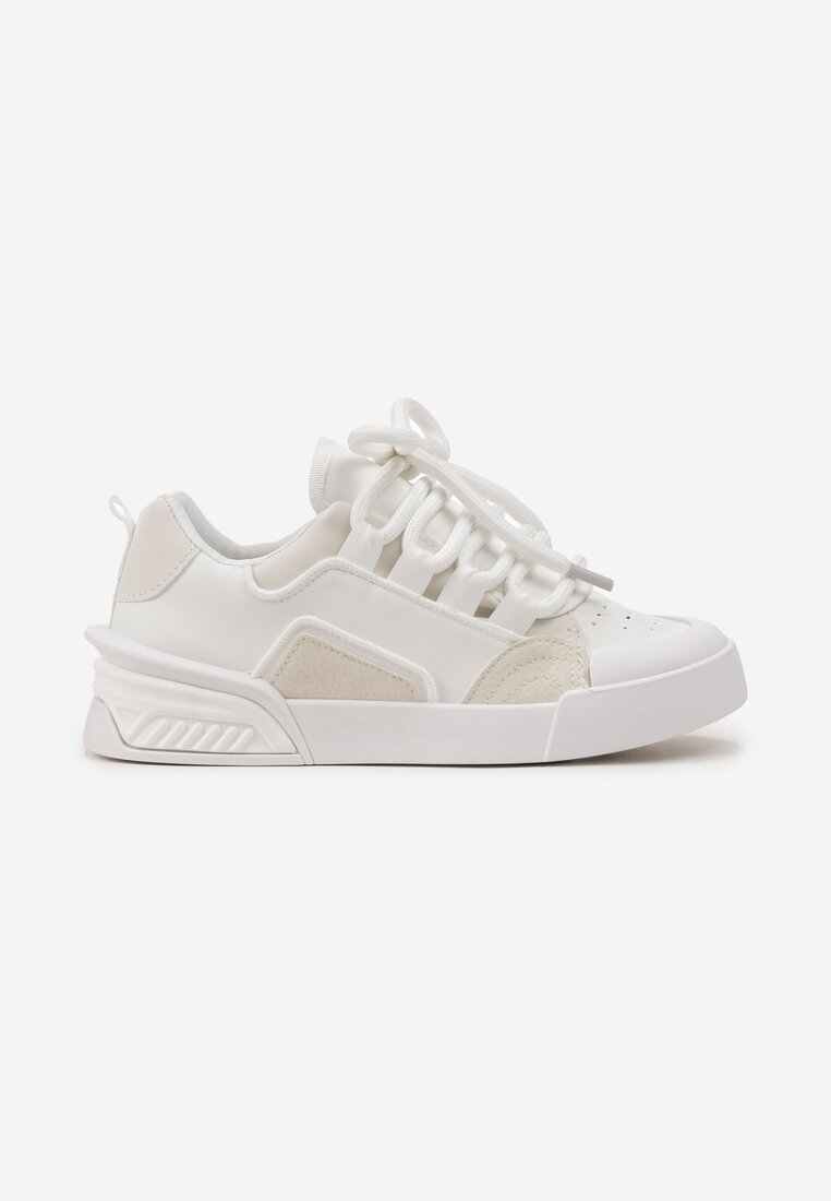 Białe Sneakersy Trampki na Grubej Podeszwie z Szerokimi Sznurówkami Lindnesa