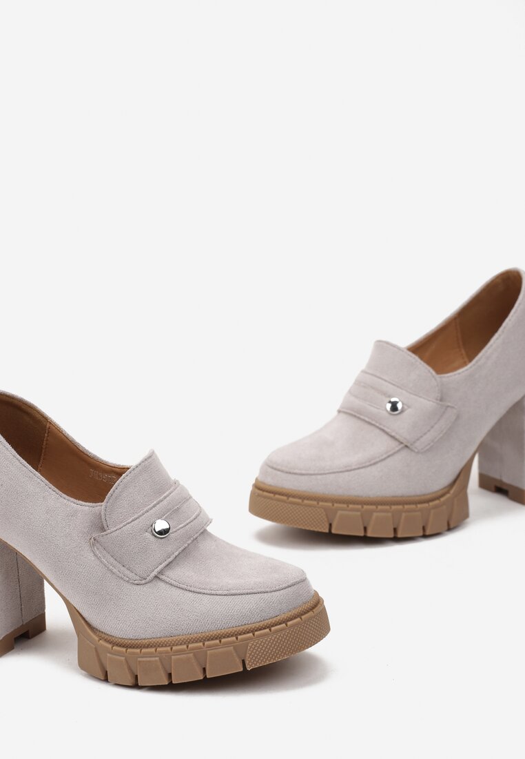 Szare Półbuty na Słupku z Protektorem Saft