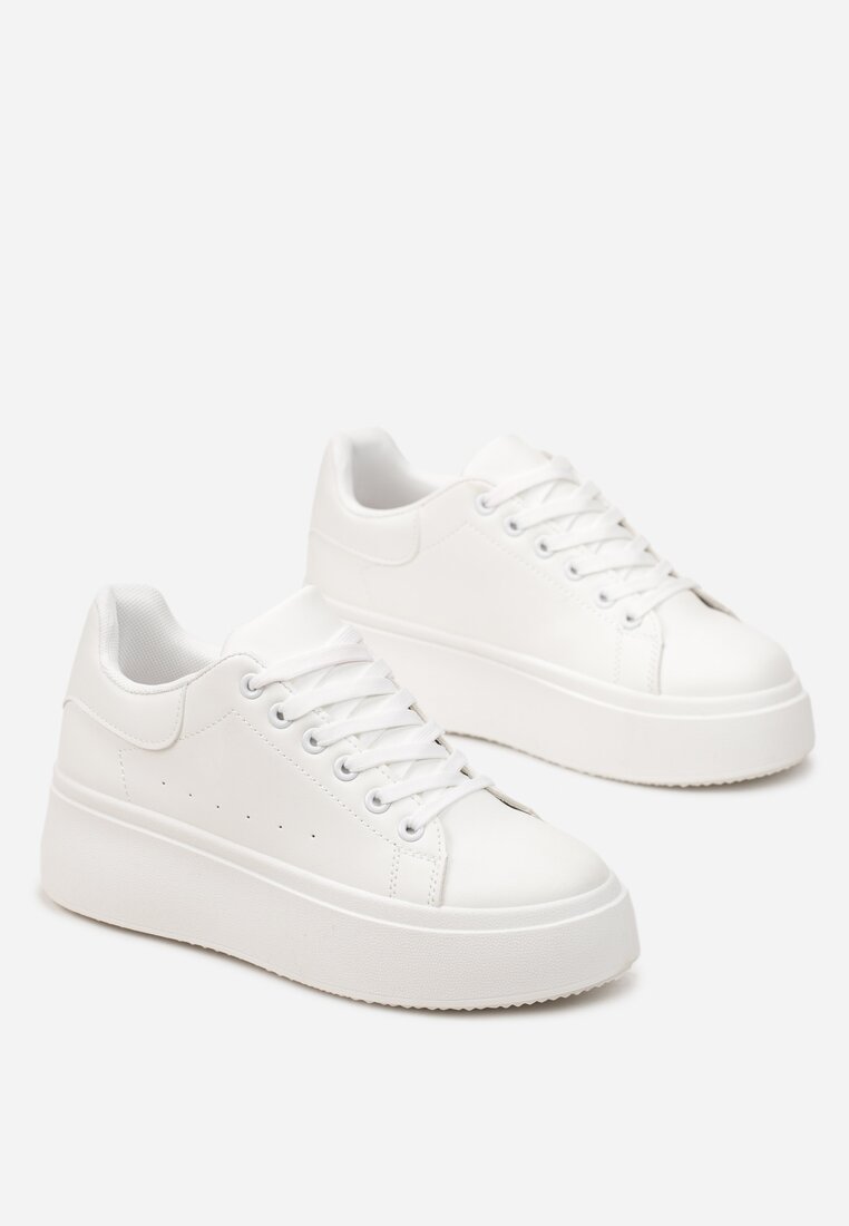 Białe Sneakersy na Platformie Spoola