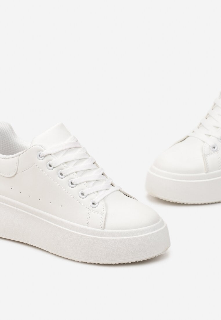 Białe Sneakersy na Platformie Spoola