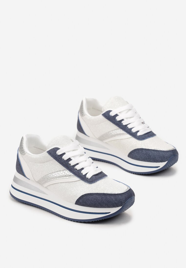 Niebiesko-Białe Sneakersy z Delikatnymi Błyszczącymi Wstawkami Ablasta