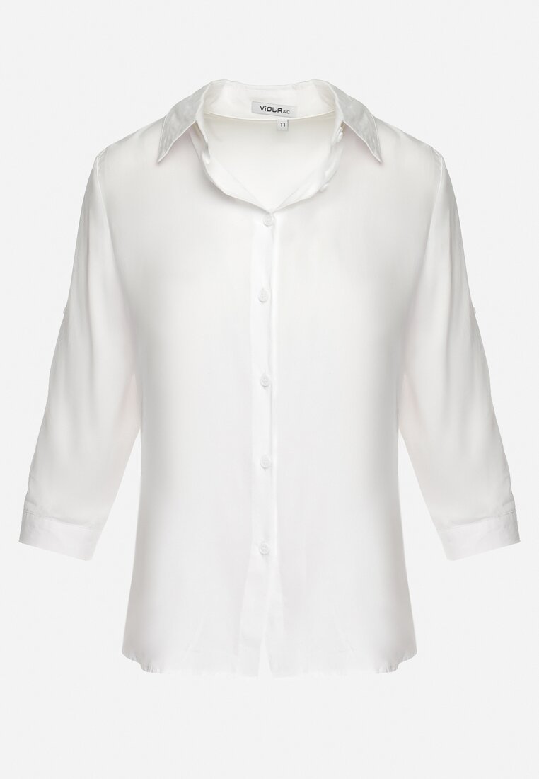 Biała Klasyczna Koszula z Bawełny i Wiskozy Yelvira