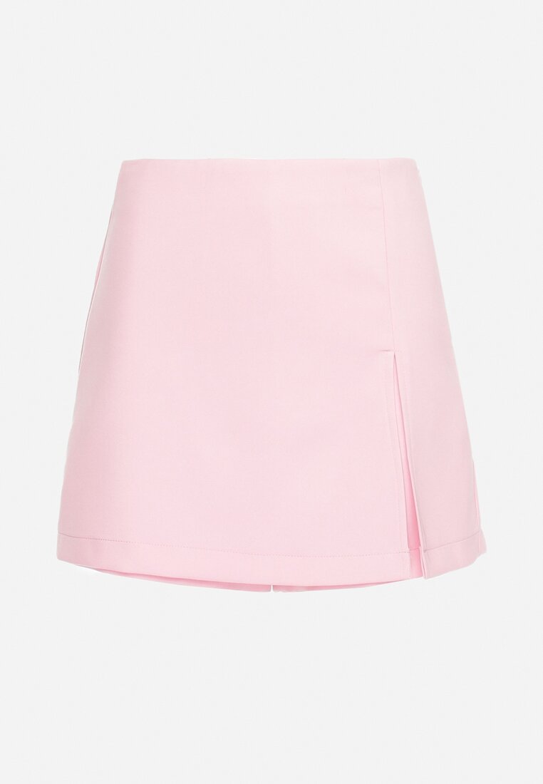 Różowe Eleganckie Spódnico-Spodenki z Rozcięciem Jelrina