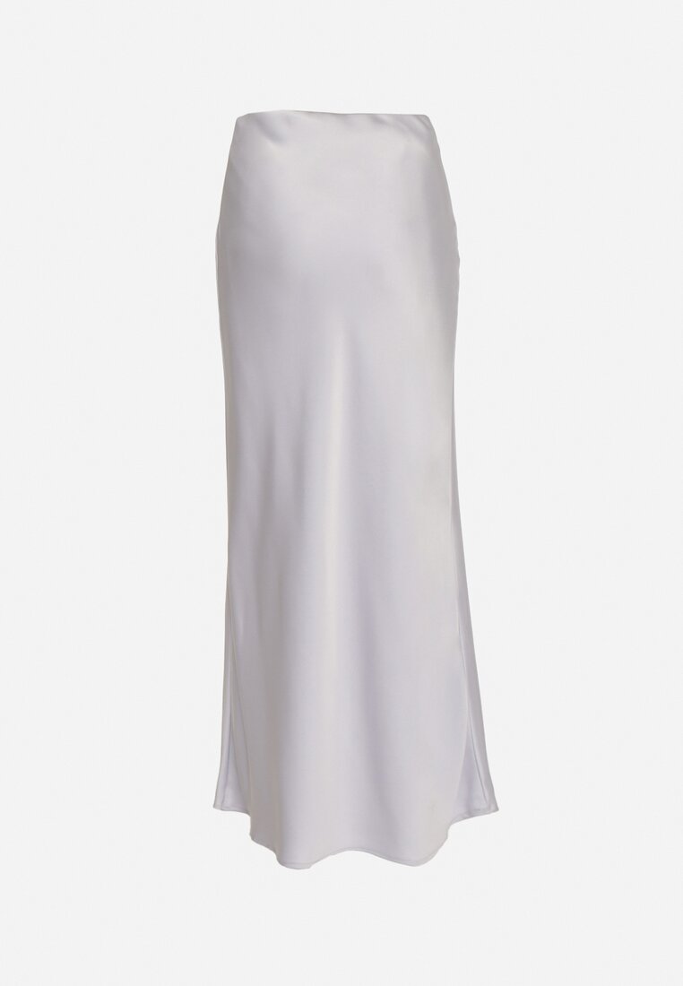 Szara  Satynowa Spódnica Maxi Shapas
