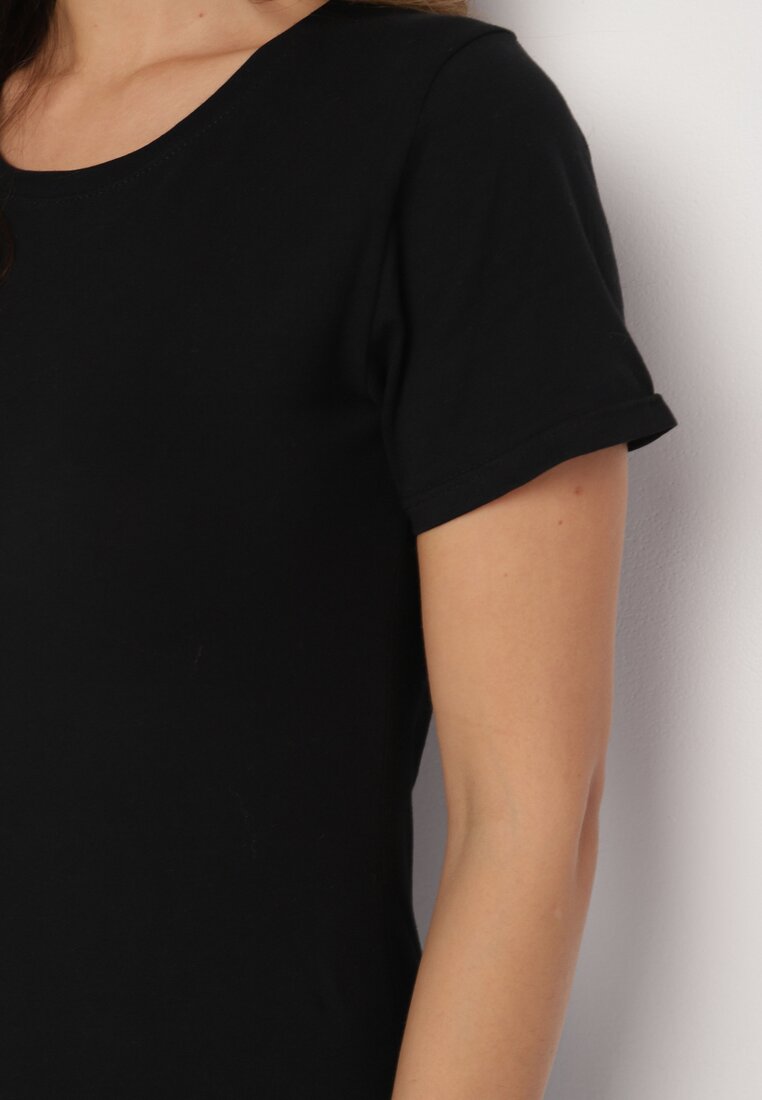 Czarny Bawełniany T-shirt o Klasycznym Kroju Zilira
