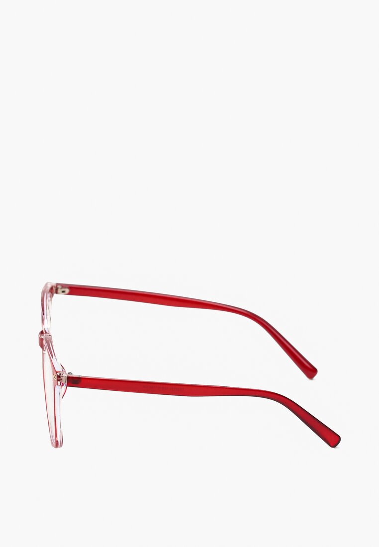Czerwone Kwadratowe Okulary Zerówki z Lekko Przyciemnionymi Soczewkami Cinda