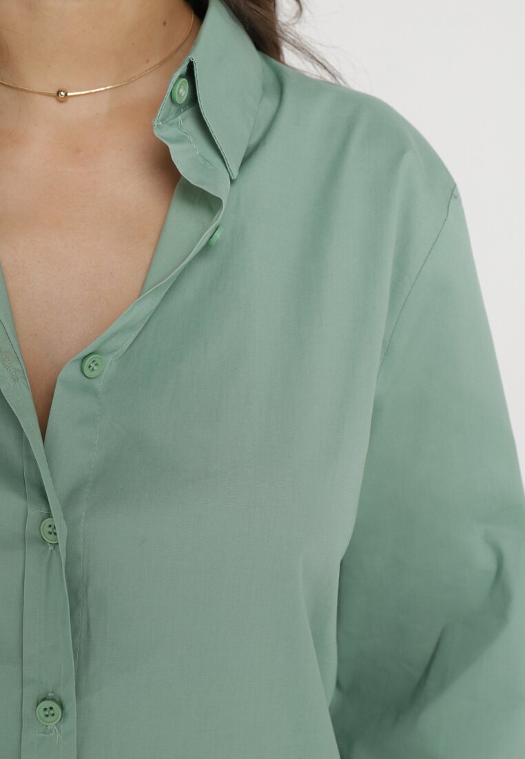 Zielona Klasyczna Koszula z Bawełny Oversize Heriadie