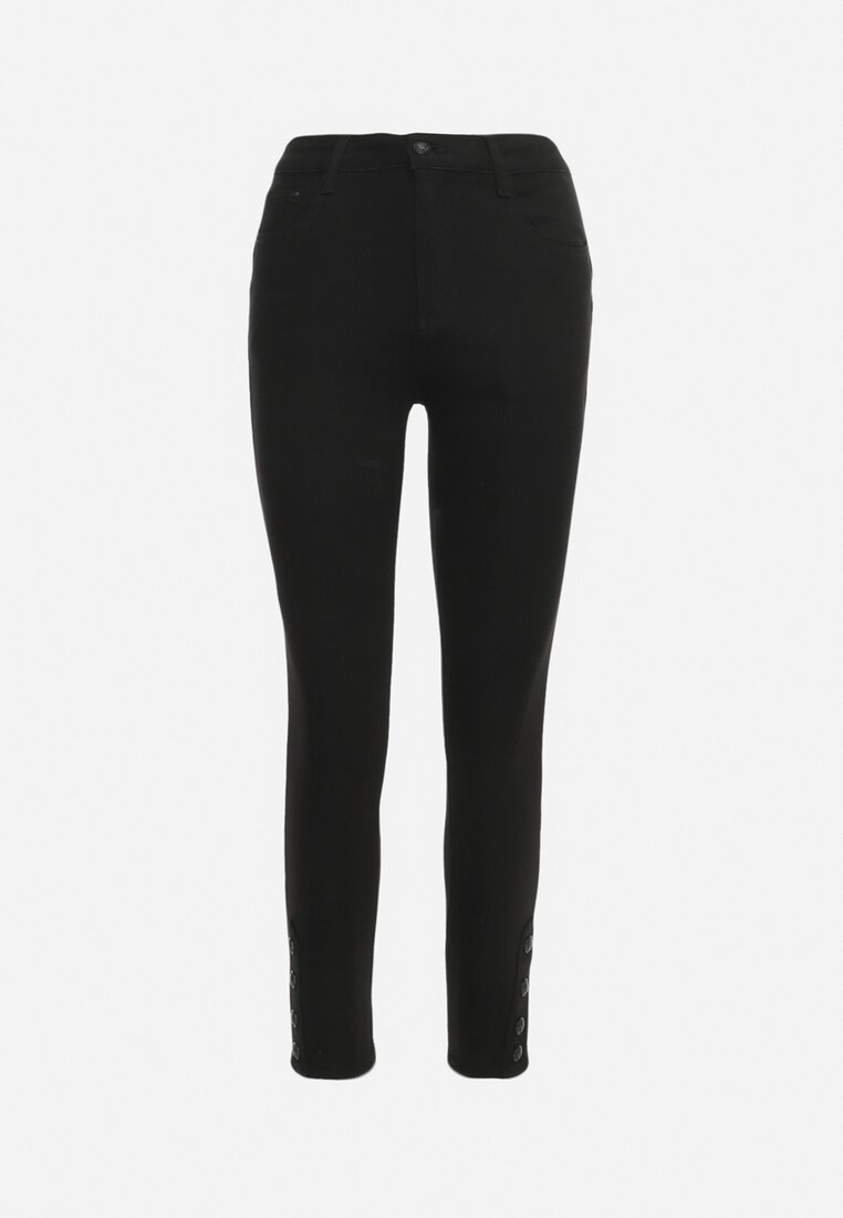 Czarne Jeansy Skinny z Efektem Push Up i Napami Przy Kostkach Irvina
