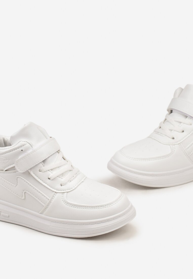 Białe Buty Sportowe za Kostkę z Rzepem i Sznurowaniem Tinsta